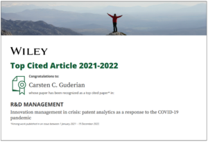 Towards entry "Publication recognized as “Top Cited 2021-2022” by R&D Management Journal"